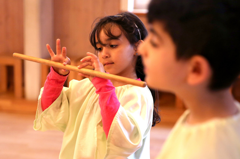 Girl and Boy with Eurythmy Sick