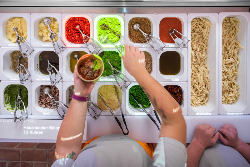A large selection of ingredients out of which a customer can choose