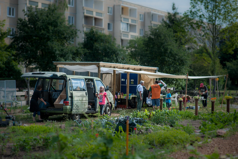 Beds in the middle of a prefabricated housing estate