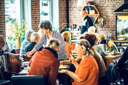 Seniors in the cafe