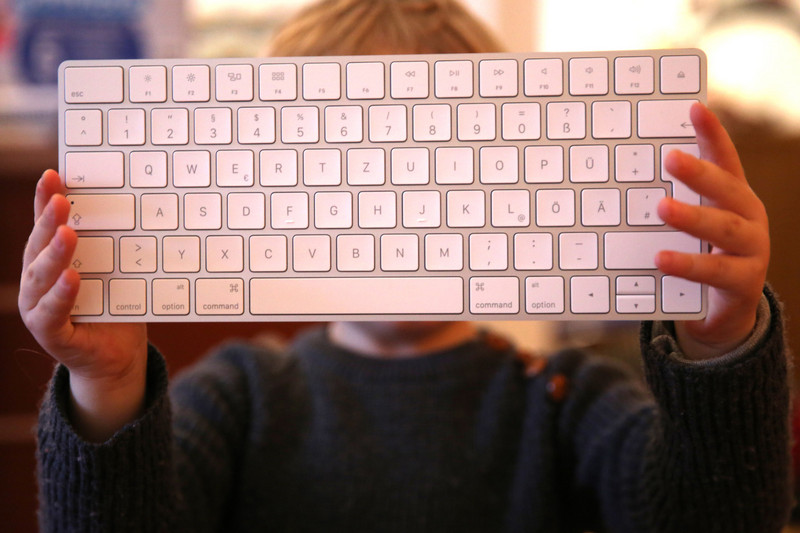 Boy with a PC keyboard