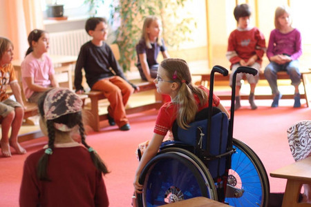 Pupils at a Waldorf school for special education